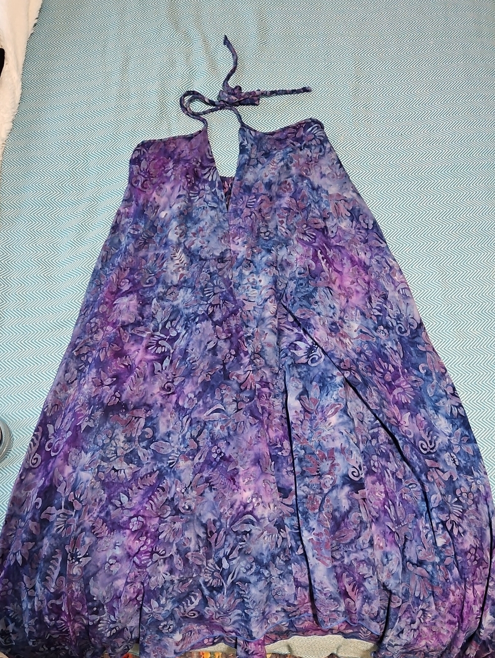 Women's Purple Floral Halter Dress, One Size